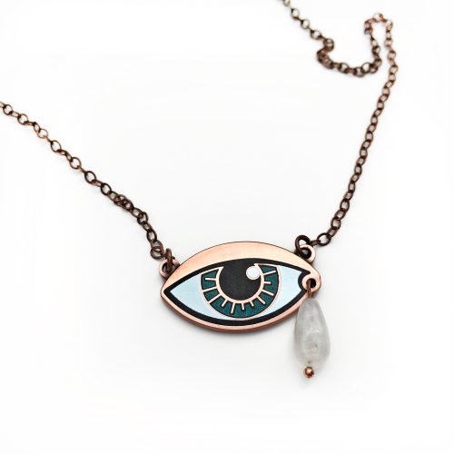 Eye necklace with moonstone teardrop
